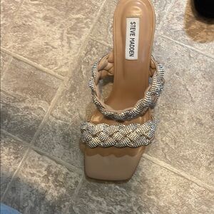 Steve Madden Tan and Silver Braided Sandals